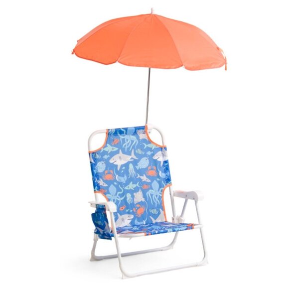 TOMMY BAHAMA Toddler Orange Creatures Of The Sea Beach Chair With Umbrella